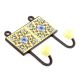 Yellow And Turquoise Wheel Flower Ceramic Tiles Hooks